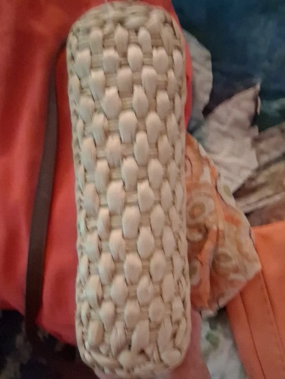 Straw Studios Natural Cream Woven Crossbody with Brown Strap